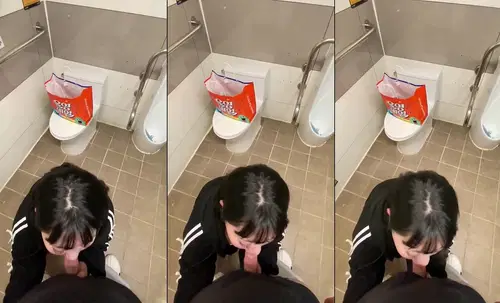 Lén lút trong nhà vệ sinh nam siêu thị em mút chùn chụt như chết đói